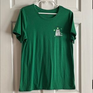Green Cat Graphic T-Shirt